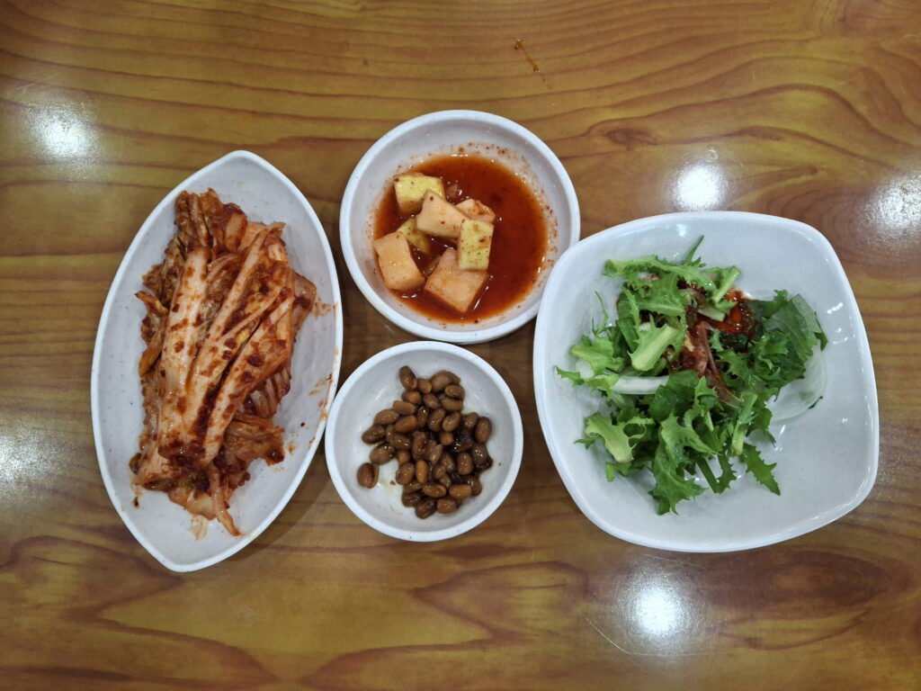 Freshly made Korean kimchi (Geotjeori) served as a signature side dish at a local soft tofu stew restaurant.