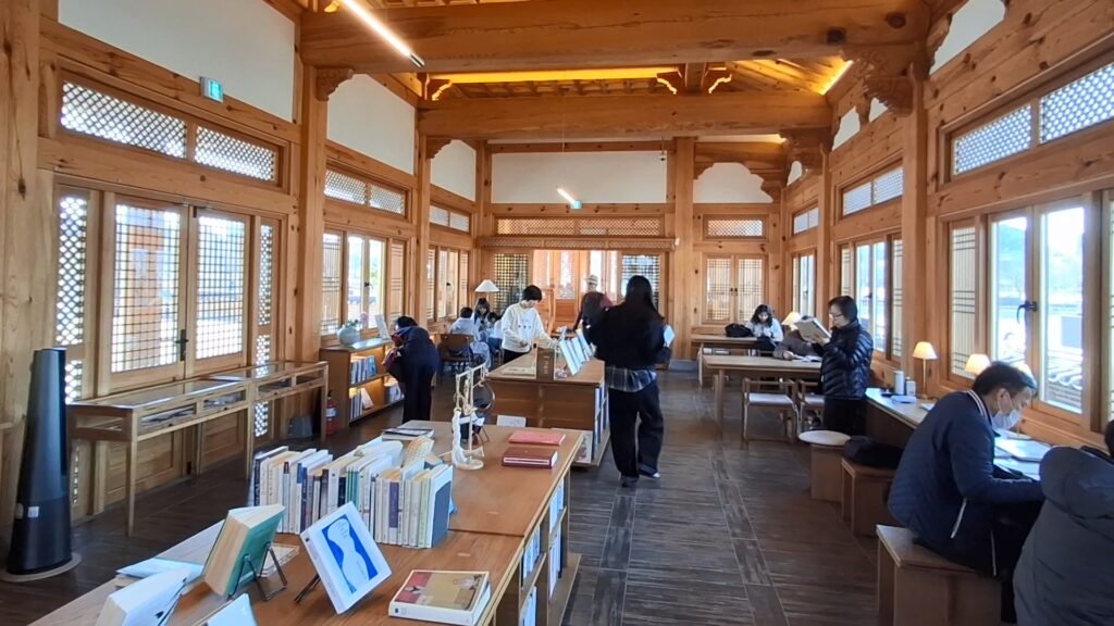 Traditional Korean style interior of Yeonhwajeong Library in Jeonju